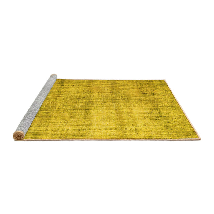 Sideview of Machine Washable Persian Yellow Traditional Rug, wshtr2063yw