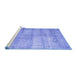 Sideview of Machine Washable Persian Blue Traditional Rug, wshtr2063blu