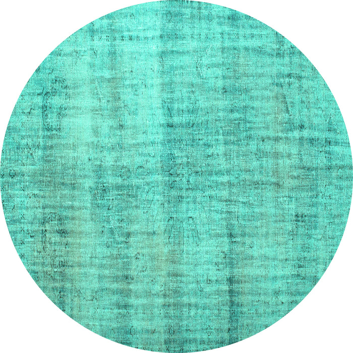 Round Machine Washable Persian Turquoise Traditional Area Rugs, wshtr2063turq