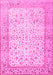 Machine Washable Oriental Pink Traditional Rug, wshtr2064pnk