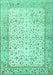 Machine Washable Oriental Turquoise Traditional Area Rugs, wshtr2064turq