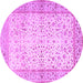 Round Oriental Purple Traditional Rug, tr2064pur