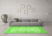 Machine Washable Oriental Green Traditional Area Rugs in a Living Room,, wshtr2064grn