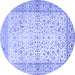 Round Oriental Blue Traditional Rug, tr2064blu