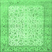 Square Oriental Emerald Green Traditional Rug, tr2064emgrn