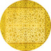 Round Oriental Yellow Traditional Rug, tr2064yw