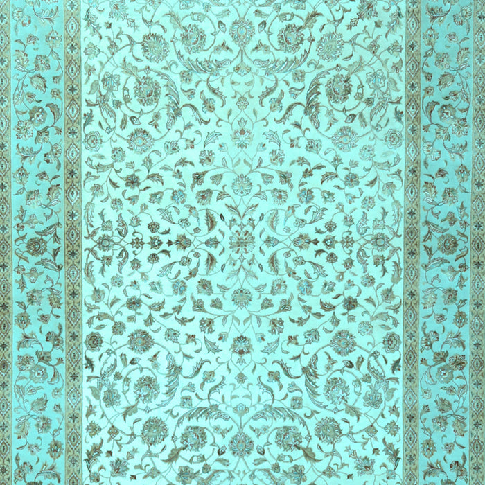 Machine Washable Oriental Light Blue Traditional Rug, wshtr2064lblu