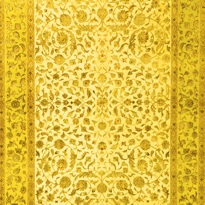 Machine Washable Oriental Yellow Traditional Rug, wshtr2064yw