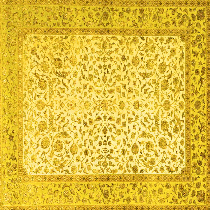 Square Machine Washable Oriental Yellow Traditional Rug, wshtr2064yw