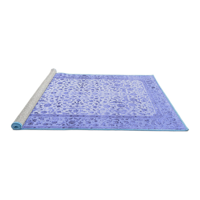 Sideview of Machine Washable Oriental Blue Traditional Rug, wshtr2064blu