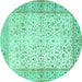 Round Oriental Turquoise Traditional Rug, tr2064turq