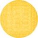 Round Persian Yellow Traditional Rug, tr2065yw