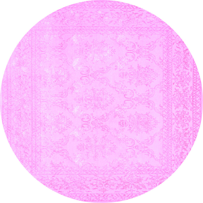 Round Machine Washable Persian Purple Traditional Area Rugs, wshtr2065pur