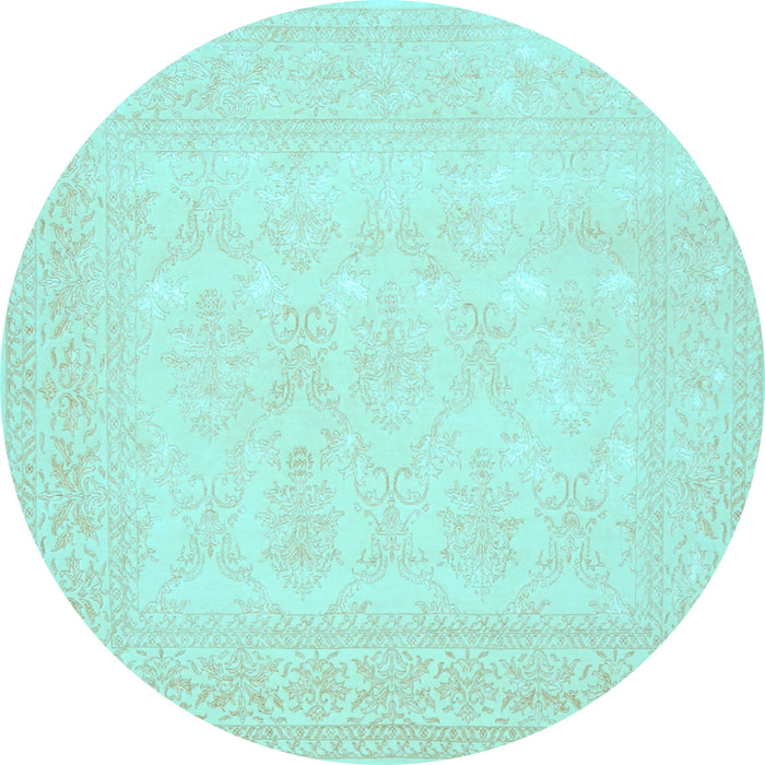Round Machine Washable Persian Light Blue Traditional Rug, wshtr2065lblu