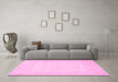 Machine Washable Persian Pink Traditional Rug in a Living Room, wshtr2065pnk