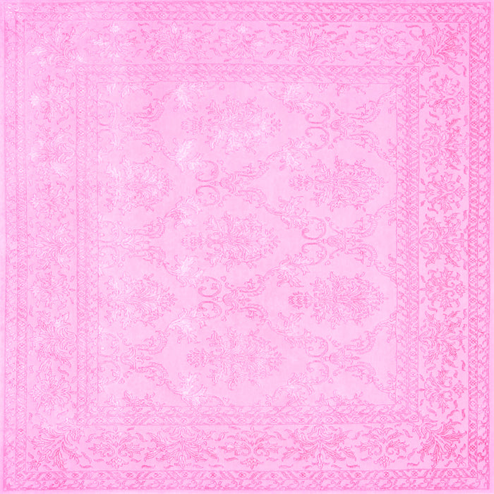 Square Machine Washable Persian Pink Traditional Rug, wshtr2065pnk