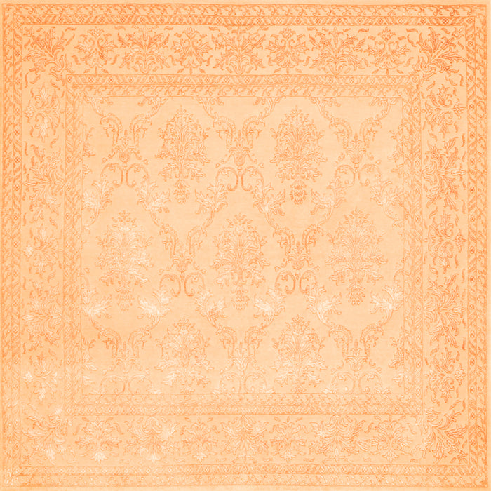 Round Machine Washable Persian Orange Traditional Area Rugs, wshtr2065org