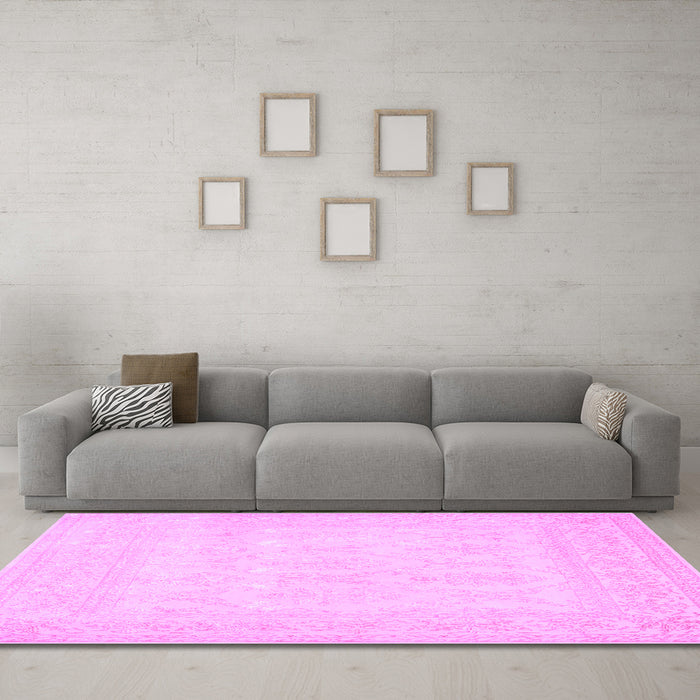 Machine Washable Persian Purple Traditional Area Rugs in a Living Room, wshtr2065pur