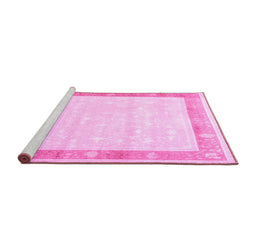 Sideview of Machine Washable Persian Pink Traditional Rug, wshtr2066pnk