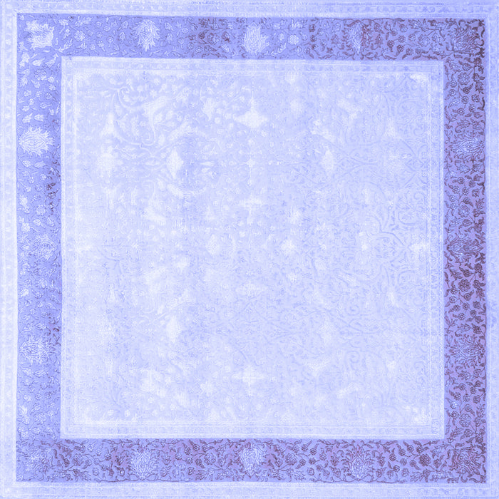 Square Machine Washable Persian Blue Traditional Rug, wshtr2066blu