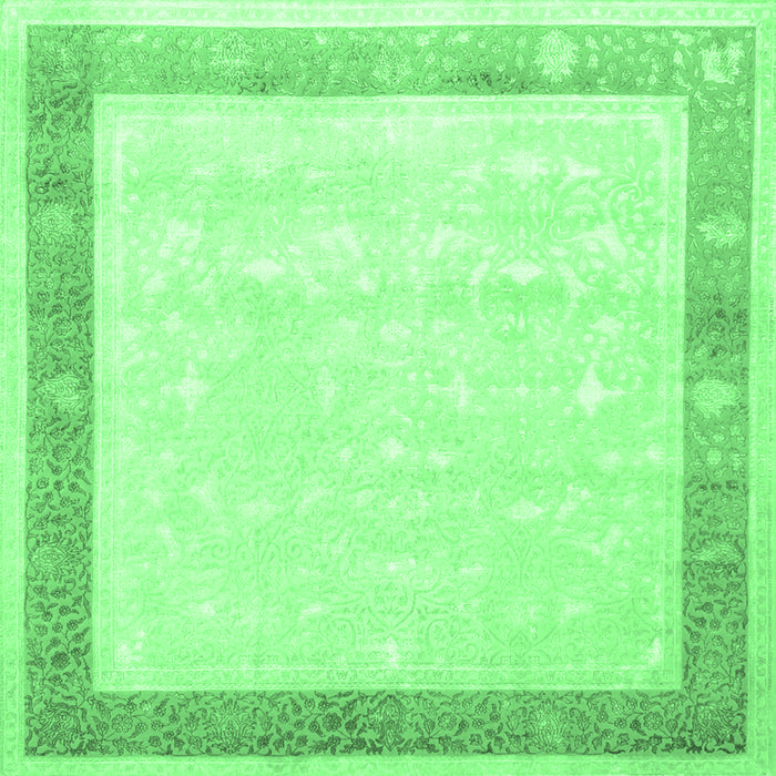 Square Machine Washable Persian Emerald Green Traditional Area Rugs, wshtr2066emgrn