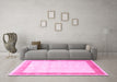 Machine Washable Persian Pink Traditional Rug in a Living Room, wshtr2066pnk