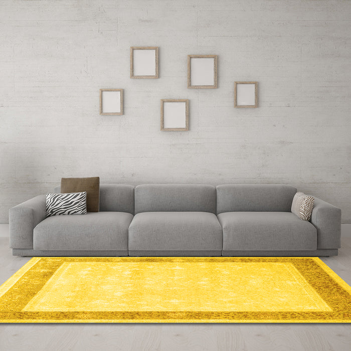 Machine Washable Persian Yellow Traditional Rug in a Living Room, wshtr2066yw