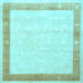 Square Machine Washable Persian Light Blue Traditional Rug, wshtr2066lblu