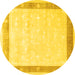 Round Persian Yellow Traditional Rug, tr2066yw