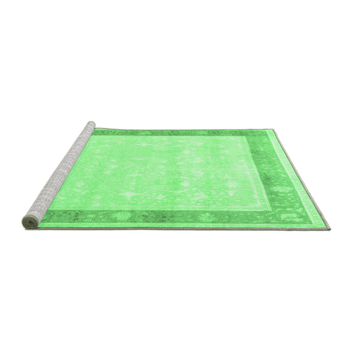 Sideview of Machine Washable Persian Emerald Green Traditional Area Rugs, wshtr2066emgrn