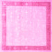 Square Machine Washable Persian Pink Traditional Rug, wshtr2066pnk