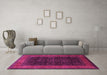 Machine Washable Persian Pink Traditional Rug in a Living Room, wshtr2067pnk