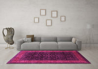 Machine Washable Persian Pink Traditional Rug, wshtr2067pnk