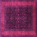 Square Machine Washable Persian Pink Traditional Rug, wshtr2067pnk