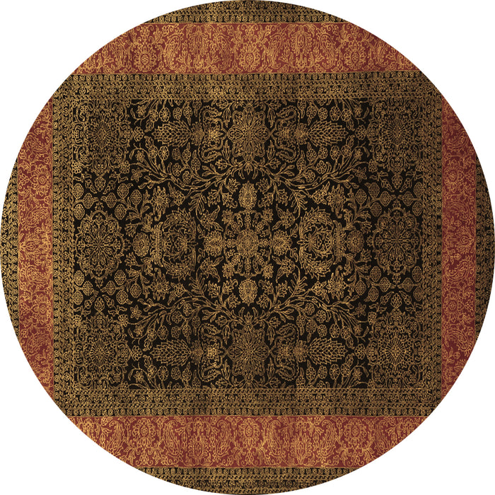 Round Persian Brown Traditional Rug, tr2067brn