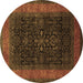 Round Persian Brown Traditional Rug, tr2067brn