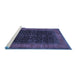 Sideview of Machine Washable Persian Blue Traditional Rug, wshtr2067blu