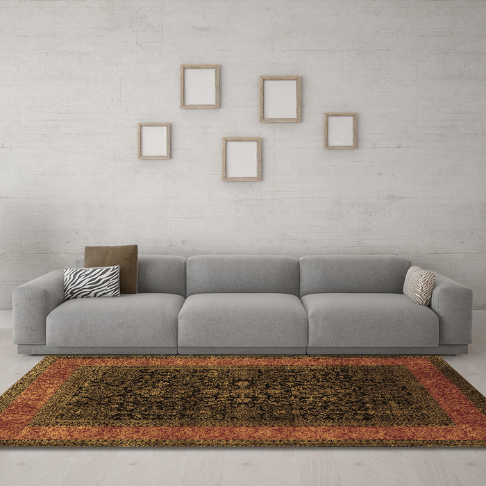 Machine Washable Persian Brown Traditional Rug in a Living Room,, wshtr2067brn