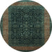 Round Persian Light Blue Traditional Rug, tr2067lblu