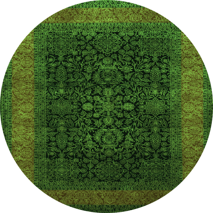 Square Persian Green Traditional Rug, tr2067grn