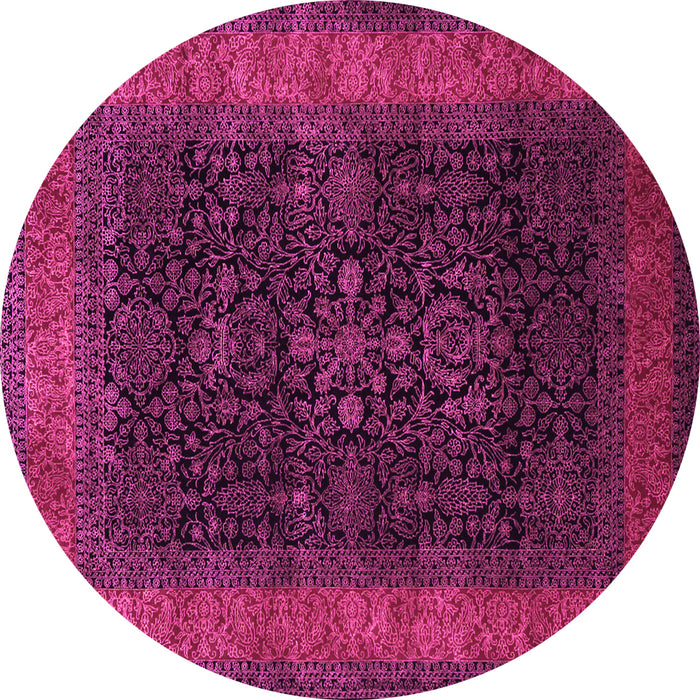 Round Machine Washable Persian Pink Traditional Rug, wshtr2067pnk