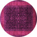 Round Machine Washable Persian Pink Traditional Rug, wshtr2067pnk