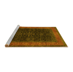 Sideview of Machine Washable Persian Yellow Traditional Rug, wshtr2067yw