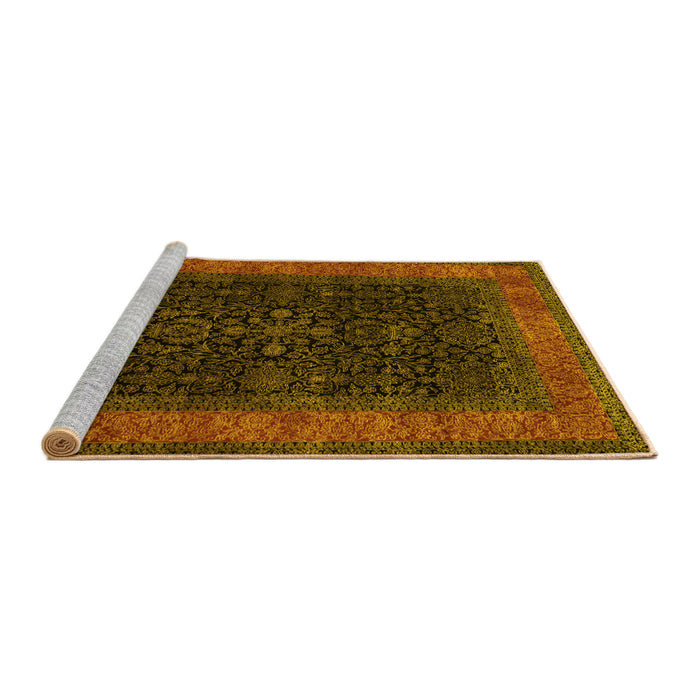 Sideview of Machine Washable Persian Yellow Traditional Rug, wshtr2067yw