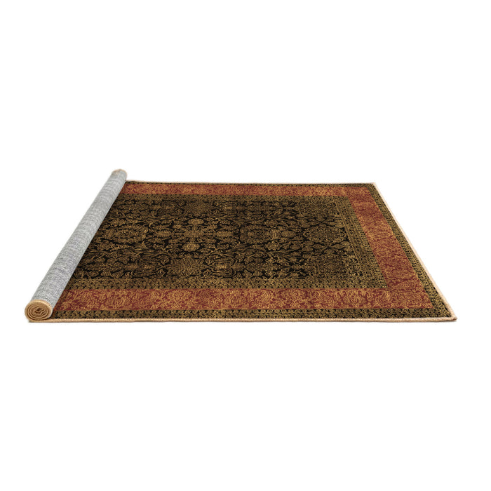 Sideview of Machine Washable Persian Brown Traditional Rug, wshtr2067brn