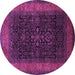 Round Machine Washable Persian Purple Traditional Area Rugs, wshtr2067pur