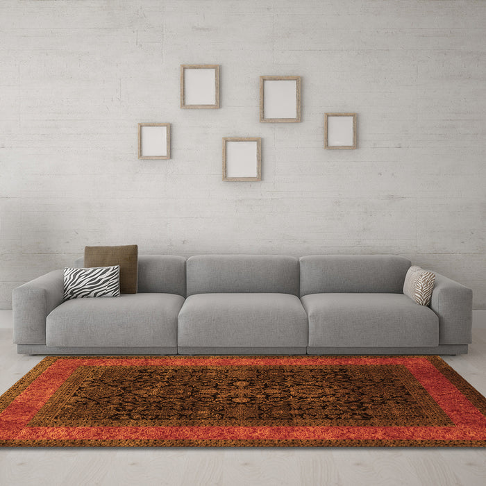 Machine Washable Persian Orange Traditional Area Rugs in a Living Room, wshtr2067org