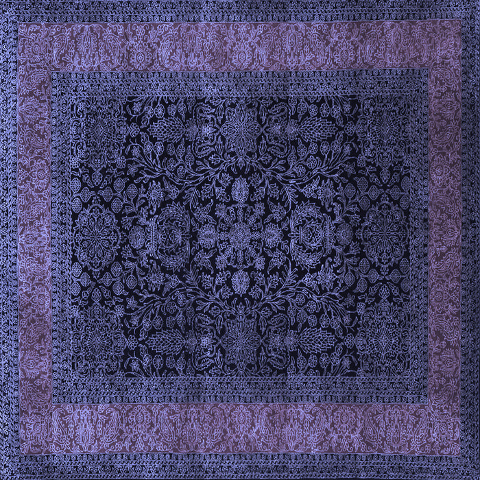 Square Machine Washable Persian Blue Traditional Rug, wshtr2067blu