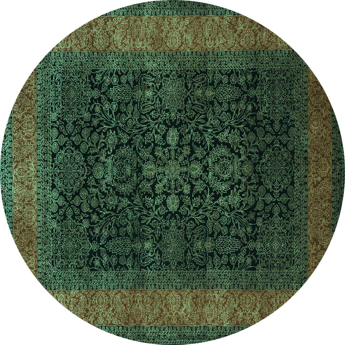 Round Persian Turquoise Traditional Rug, tr2067turq