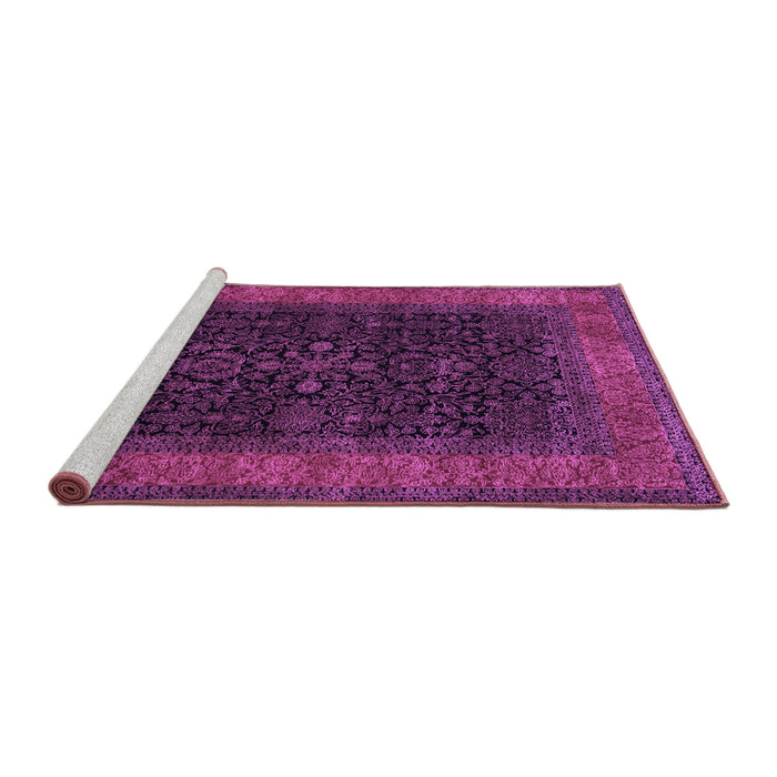 Sideview of Machine Washable Persian Purple Traditional Area Rugs, wshtr2067pur